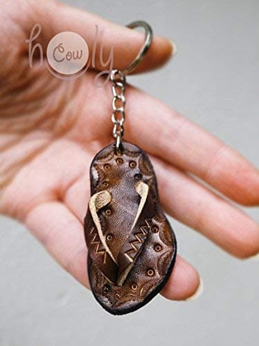 Handmade Brown Leather Sandal Keychain