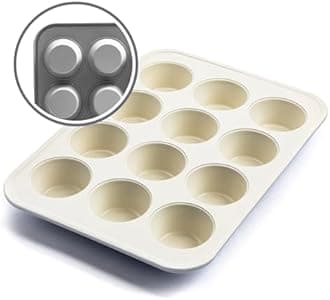 GreenLife Bakeware Healthy Ceramic Nonstick, 12 Cup Muffin and Cupcake Baking Pan, PFAS-Free, Gray, CC008016-001