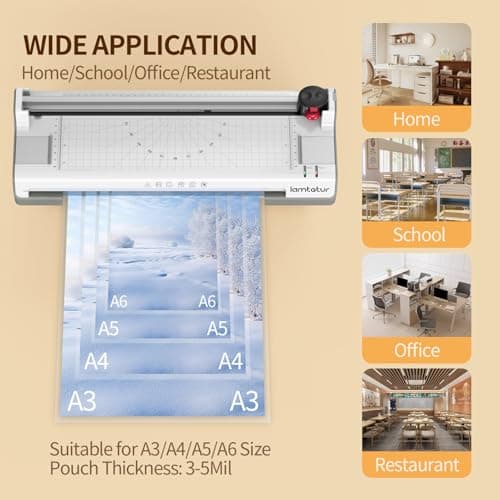 Laminator Machine 11X17 with 70Letter Size Laminating Sheets for A3/A4,13Inch Wide Thermal Hot&Cold 2Roller Lamination Laminated 3-5mil for Office Home School Teacher,with Paper Cutter,Corner Rounder