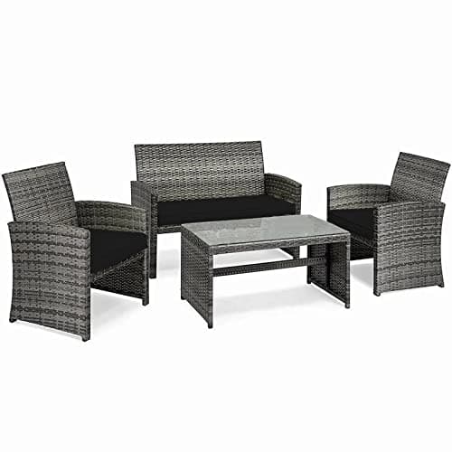 iSTYLE MODE BETTER HOME CHOICE 3 Pieces Replacement Cushions Set For Rattan Chairs Sofa Patio Garden Outdoor Furniture Water Resistant Patio Padding Lightweight and Durable (Black)