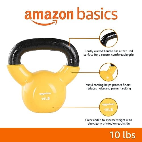 amazon basics Vinyl Kettlebell - 10 Pounds, Light Orange