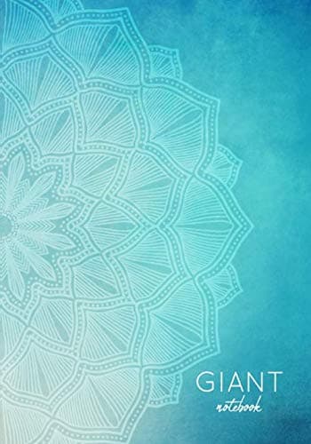 Giant Notebook | 800 Lined Pages, Blue Mandala Theme: 7 x 10 in, with Table of Contents and Page Numbers, Golding’s Large Journal Series
