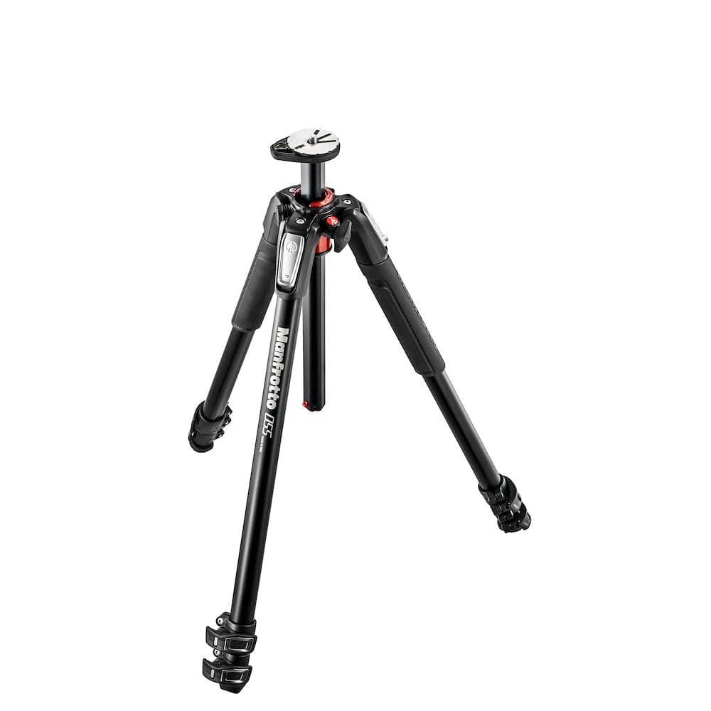 Manfrotto MT055XPRO3 Tripod, 3-Section Aluminium, Ergonomic Design, Professional Camera Tripod, for DSLR, Mirrorless and Compact Cameras, Black