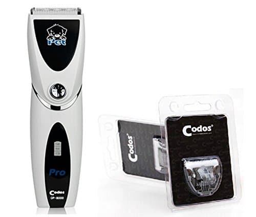 E-Plaza Codos CP-8000 Professional Pet Clipper Rechargeable Shaver Grooming Razor Kit for Dog Cat Pet (CP-8000+ 2 Replacement Shaving Head)