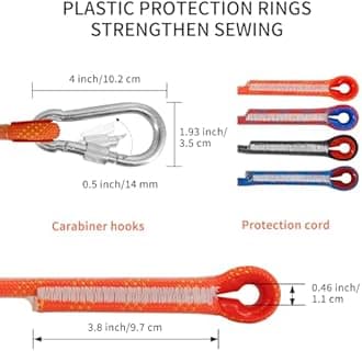 NewDoar Climbing Rope 8(5/16in),10mm (3/8in), High Strength Accessory Cord Rope with 2 Steel Hooks, for Outdoor Rescue Rappelling Rope Down Cliffs ledges Safety Escape Tow Strap Equipment(Blue)