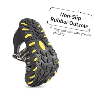 DREAM PAIRS Boys Gilrs Big Kid 181105K Black Grey Yellow Athletic Outdoor Summer Sandals Size 4 M US Big Kid