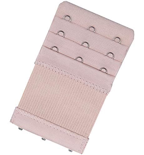 Kcxsy 3 Rows 3 Hooks Bra Extender Elastic Bra Band Hook Strap Extensions, Pack of 4 (Beige), 3/4 inch