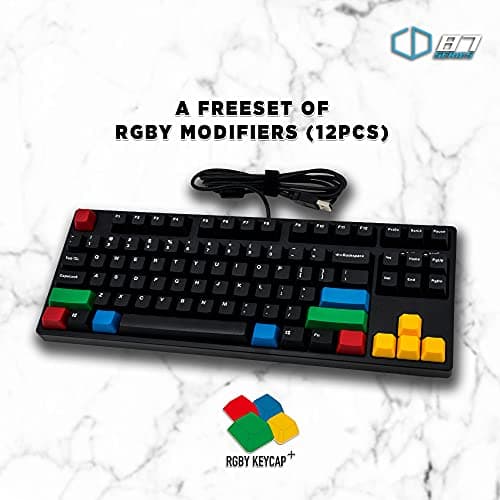 iKBC CD87 v2 Mechanical Keyboard with Cherry MX Brown Switch for Windows and Mac, Tenkeyless Ergonomic Keyboard with PBT Double Shot Keycaps for Desktop and Laptop, 87-Key, Black, ANSI/US