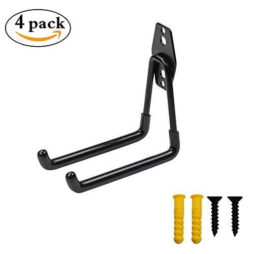 FRMSAET Hardware Tool Organizer Bicycle Hook Water Pipe Hanger Heavy Duty Steel L-Storage Utility Wall Hooks Home Garage Workshop Storage.etc (4, Black)