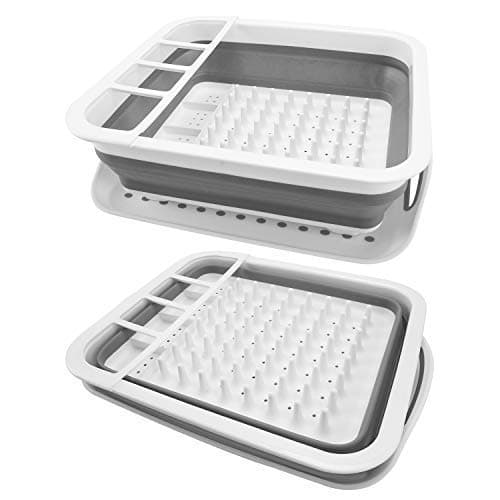 Collapsible Dish Drying Rack - Dish Drainer Drainboard Set for Small Kitchen Camper RV Caravan Travel Trailer