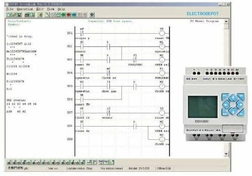 Programmable Logic Controller 4 Channels with 8 Control inputs, PLC Software and USB programing Interface. 24V, HMI Display, DIN 24V Power Supply