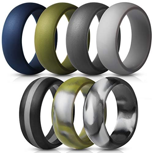Mens Silicone Rings Wedding Bands - 7 Pack / 1 Ring