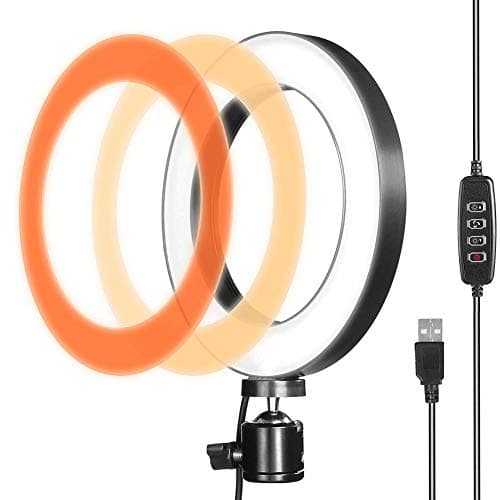 LED Ring Light for Live Streaming & YouTube Video Shooting, 6 inches Desktop Makeup Ring Light Dimmable for Photography Lighting, Smartphone, Studio with 3 Light Mode & 10 Brightness Level