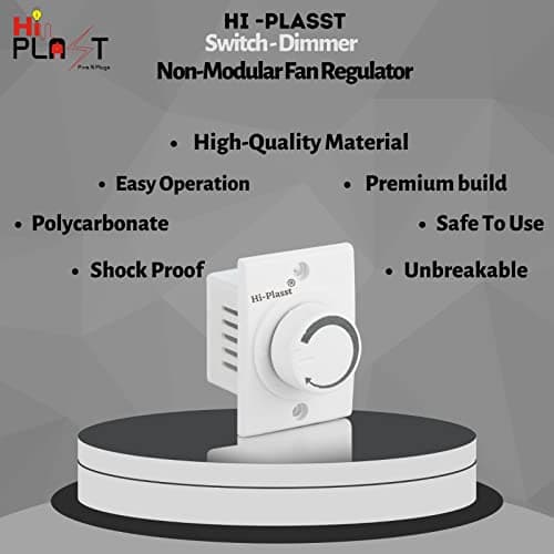 Hi-PLASST (Pack of 4) Non-Modular Socket Dimmer 2M Socket Type Electronic Fan Regulator // Old Dimmer Type Ceiling Regulators for Fan for Home & Offices (L*B = 5 * 4.7cm)