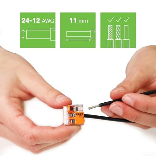 WAGO 221-413 LEVER-NUTS® - 3 Conductor Compact Splicing Connectors (50 Pack)