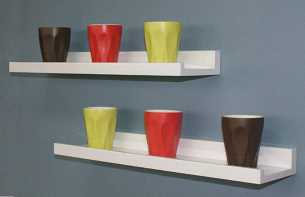 Gloss White Floating Shelf Kit 1200x250x38mm