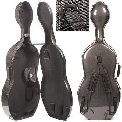 S2 Trans Black Cello Case (Strad Model) Musilia Adjustable Back Pack Kit w/Hip Belt