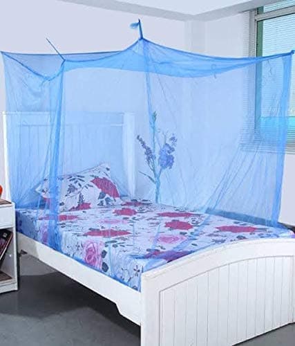 YEEBAY Polyester Mosquito Net for Double Bed (7X7 FT, Blue)
