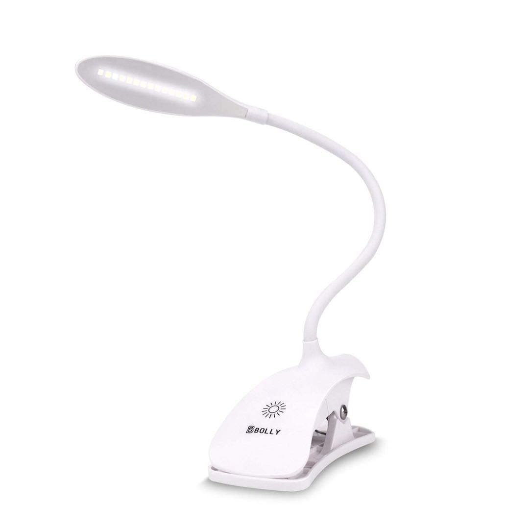 LED Reading Light, Bolly 14 LEDs Book Light in Bed Clip on Headboard -3 Brightness, USB Rechargeable and Touch Switch Bedside Reading Lamp