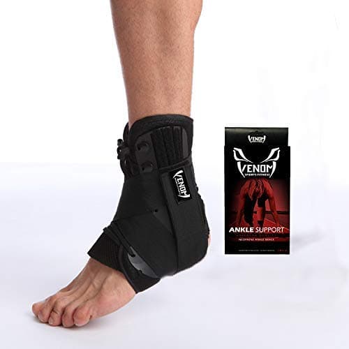 Venom Ankle Brace Neoprene Lace Up Compression Sleeve - Elastic Support & Adjustable Stabilizers, Sprained Foot, Tendonitis, Basketball, Volleyball, Soccer, MMA, Running, Sports, Men, Women