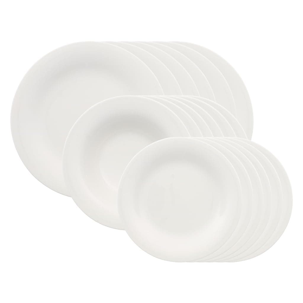 New Cottage Basic Collection 18-Piece Dinnerware Set, Premium Porcelain, Made in Germany, Perfect for Catering, Dishwasher and Microwave Safe, White