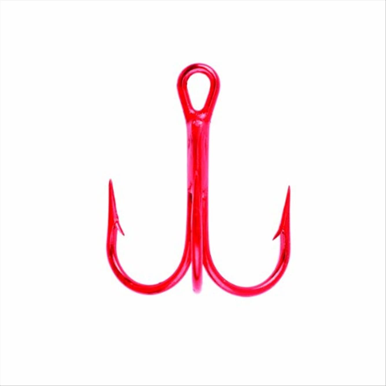 Eagle Claw Lazer 3X Treble REG Shank Round Bend, Size 4, Red