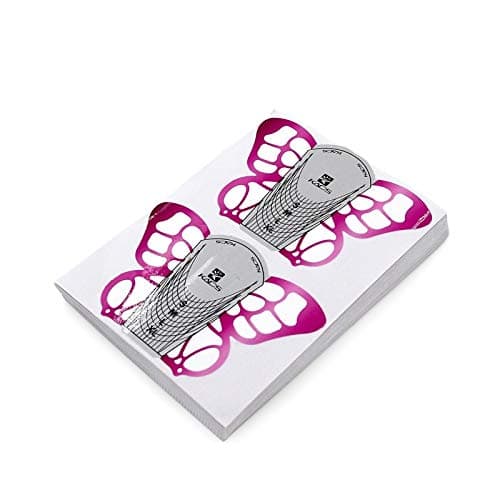 Rolabling 100pcs Butterfly Nail Forms Nail Art Tips Guide Stickers for Acrylic UV Gel Nail Extension Forms Nail DIY Tools(Size-2)