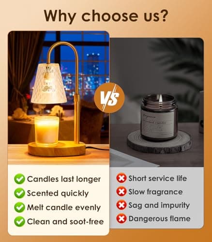 Candle Warmer Lamp with Timer: Adjustable Height Dimmable Warmer Candle Lamps Wax Melt Warmer Candle Warmer Lamp for Home Decor House Warming Gifts New Home