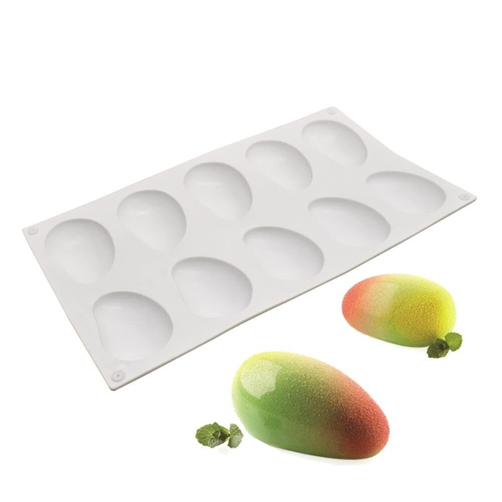 10-Cavity Mango Mold Cake Silicone Molds for Baking Dessert Jelly Ice Cream 3D Fruit Shapes Silicone Mold for Chocolate Candy Pastry Truffle Pudding Jelly Cheesecake Mousse Soap