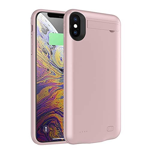 iPhone XS Max Battery Case, SNSOU 5200mAh Ultra-Thin iPhone XS Max Charger Case with Kickstand Charging Case Portable Rechargeable Extended Battery Pack for Apple iPhone XS Max (6.5inch) -Rose Gold