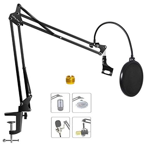 Luling Arts Desktop Microphone Stand with Metal Base Fixed,Mic Pop Filter for Radio,Broadcast,Studio and Recording (Mic Pop Filter)
