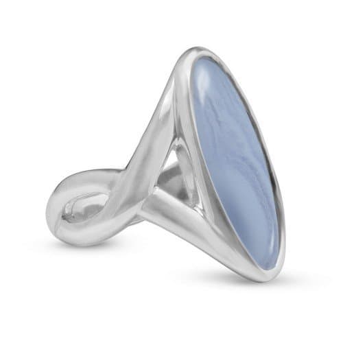 Sterling Silver Blue Lace Agate Elongated Ring