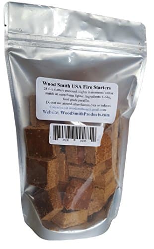 Natural Fire Starter Wood Squares, Quick,Safe, Sure Fire Lighter Squares in Each Resealable Bag, BBQ Grills, Smokers, Kamados, Campfire, Will Not Flavor Food, 24 Squares