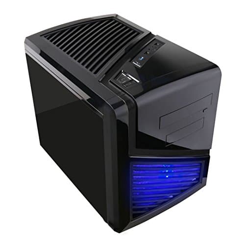APEVIA X-QBER-NW-BK Micro ATX Cube Gaming/HTPC Case, No Windows, USB3.0/USB2.0/HD Audio/SD/Micro SD Ports, 1 x 140mm Blue LED fan, Flip Open Design, Dust Filter - Black