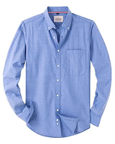 Alimens & Gentle Boys Long Sleeve Solid Button Down Oxford Shirt Collared Cotton Top with Chest Pocket