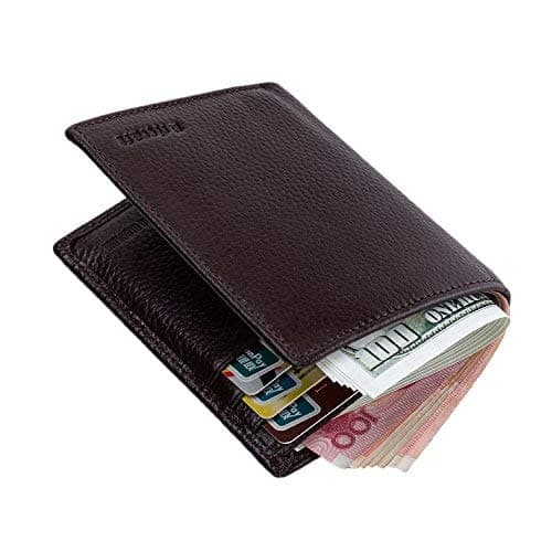 TECOOL® RFID Blocking Genuine Leather Bifold Front-Pocket Wallet Billfold Slim Money Clip Men's Purse