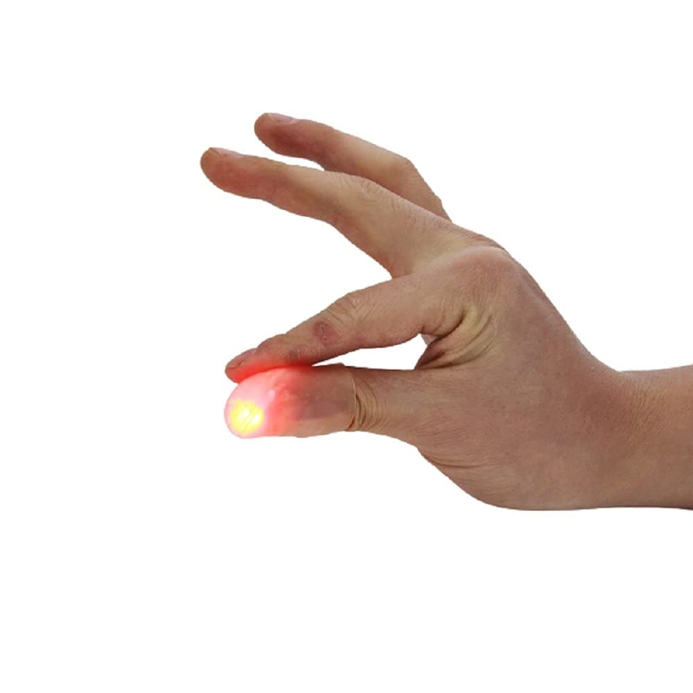 Set of 2 Magic Rubber Thumb Tip Light Up Flash Lights from Anywhere Finger Tricks (RED)