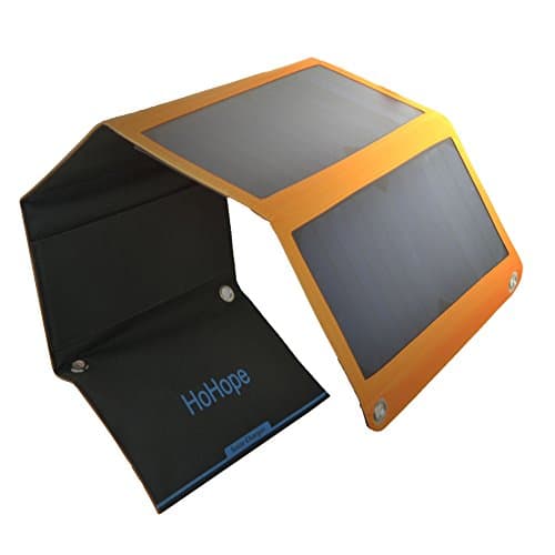 Solar Charger 28W Solar Panel with 5V 2.4A 2-Port USB-Ports Waterproof for Camping Travel Tablets, iPhone, Camera and More