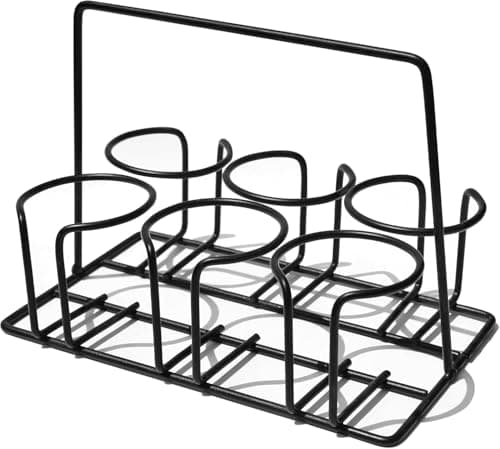 Pure Source India Cutting Chai Style 6 Glass Container Iron Stand Holder (Wit...