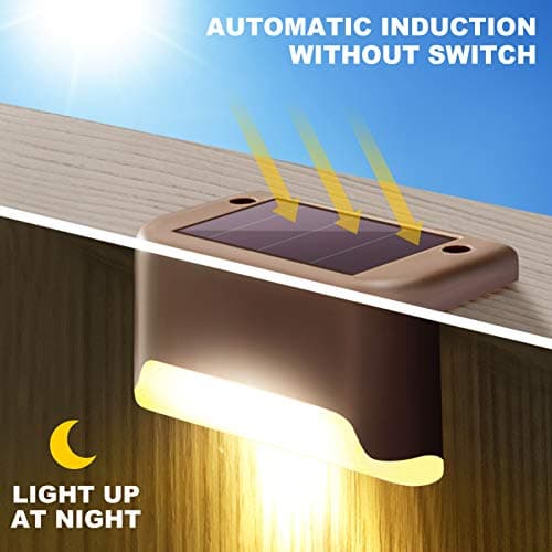 Solar Deck Lights 16 Pack for Fence Post, Patio, Pool, Stairs, Step and Pathway - Weatherproof LED Outdoor Lights (Warm White) E26, 0.12W