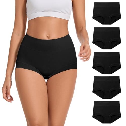 5 Pack Womens Cotton High Waisted Full Coverage Underwear(Regular & Plus Size)