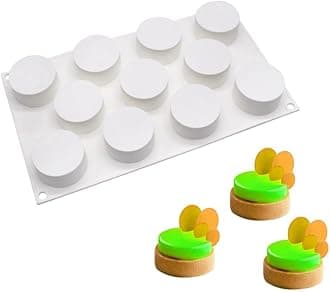 Flat Cylinder Silicone Mold For Baking Chocolate Cover Cookie Sandwich Cookies Muffin Cupcake Cake Pudding Jello Mould (Flat Cylinder C_11.8 X6.8 X8 X1.2inch)