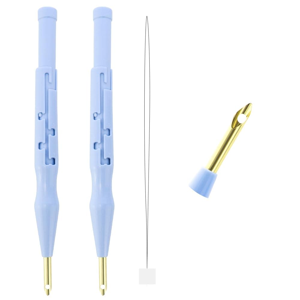 2 Pack Adjustable Embroidery Punch Needle Pen Tool, Felting Threader for Rug DIY Handmade Art Crafts Stitching Applique Embellishment