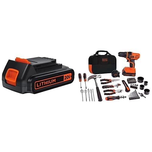 BLACK+DECKER LBXR20 20-Volt MAX Extended Run Time Lithium-Ion Cordless To with BLACK+DECKER LDX120PK 20V MAX Cordless Drill and Battery Power Project Kit
