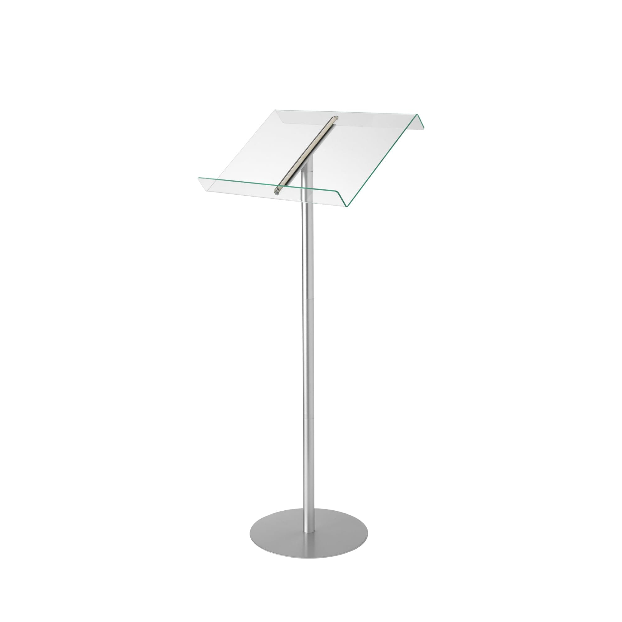 Deflecto Lectern without Ring Binder Floor Stand – Silver/Clear - Acrylic Sign Holder - Base Stand for Speech - Music Stands