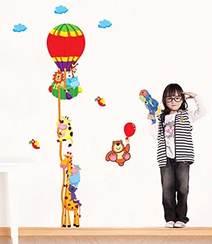 44409 Wall Sticker Wall Sticker Height Chart Growth Chart Hot Air Balloon for Bedroom Living Room Bathroom Children's Room