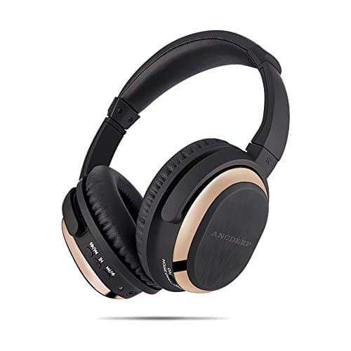 Active Noise Cancelling Bluetooth Headphones, ANCDEEP Ancone HiFi Stereo Deep Bass Over Ear Wireless Headphones with Built-in Microphone and Carrying case for iPhone/Android/PC/TV(Gold)