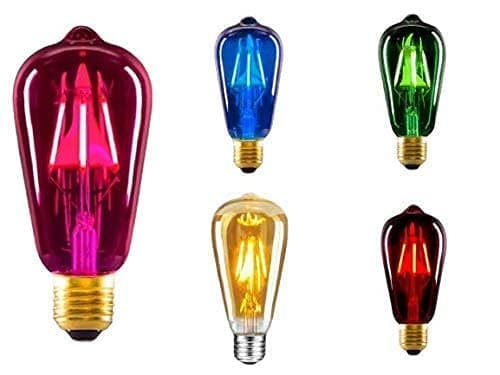 ZOREZA 4W LED Filament Bulb, E26/27 Medium Base Lamp Screw Type Bulb for Restaurant,Home,Reading Room,Office. (Color Available Warm White,Pink,Blue,Green) (Blue, Pack of 1)