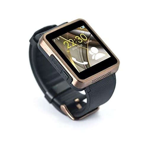 Invtepy New Smart Watch Phone Self-Timer Touch Screen Camera Pedometer Support Micro SIM Card Bluetooth WristWatch Smartwatch for Android Phone Samsung GALAXY Note 3/Samsung GALAXY S4 S5/Samsung GALAXY Grand 2/GALAXY S4/HTC One/Moto X/Nexus 5/Sony Xperia Z1/LG G2 Lumia1520 (Full Function) and Apple iPhone iphone(4/4S/5/5C/5S/6)(Part of the function)-Golden