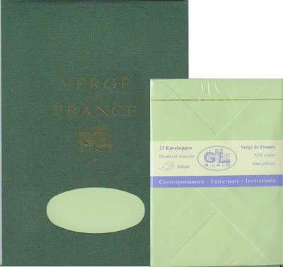 G Lalo Green Writing Tablet with Envelopes